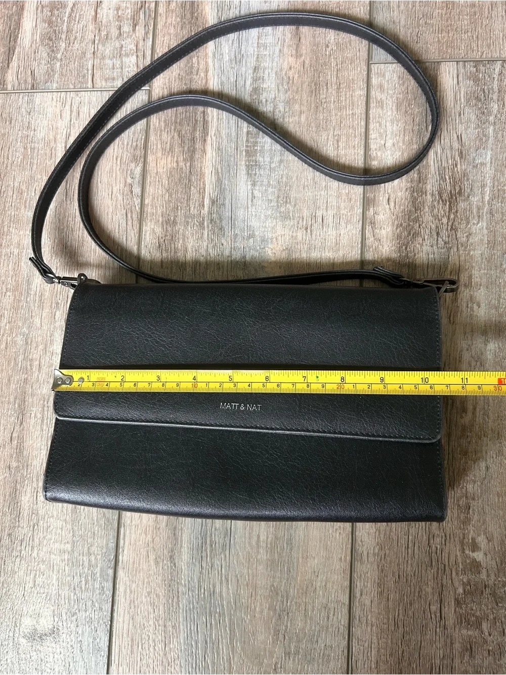 Matt & Nat Black Vegan Leather Flap Crossbody Bag